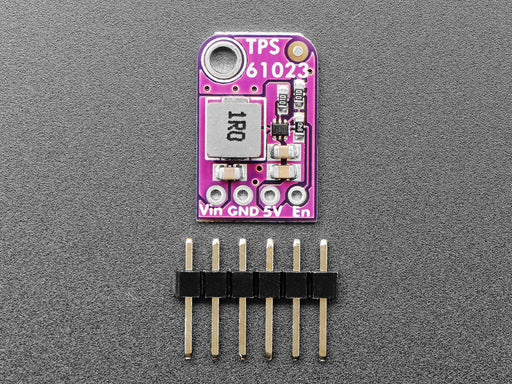 Angled shot of boost converter PCB.