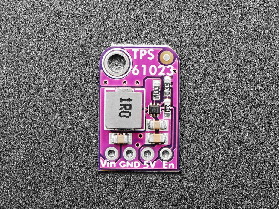 Angled shot of boost converter PCB.