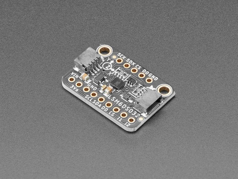 Angled shot of a rectangular accelerometer breakout board.