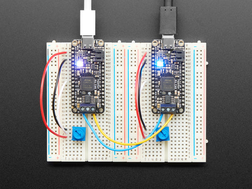 Angled shot of a Adafruit Feather M4 CAN Express with ATSAME51.