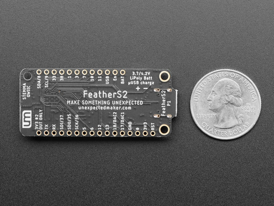 Angled shot of rectangular microcontroller.