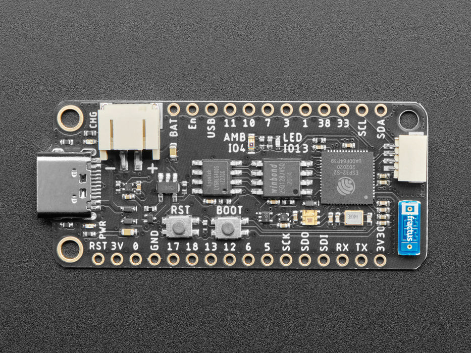 Angled shot of rectangular microcontroller.