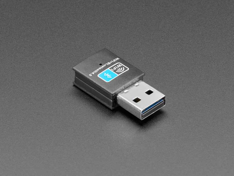 Angled shot of a Combination WiFi + Bluetooth 4.0 USB Adapter. 