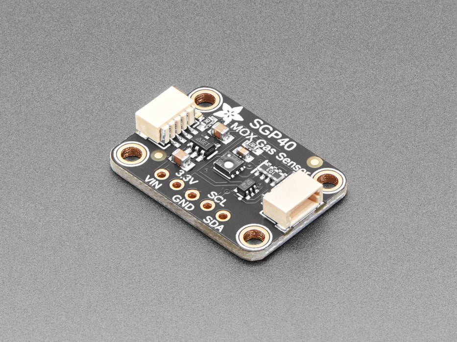 Angled shot of a Adafruit SGP40 Air Quality Sensor Breakout. 