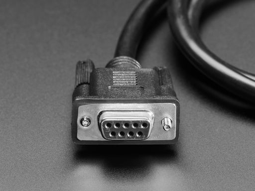 Angled shot of a 1 meter long OBD Plug (16-pin) to DE-9 (DB-9) Socket Adapter Cable.