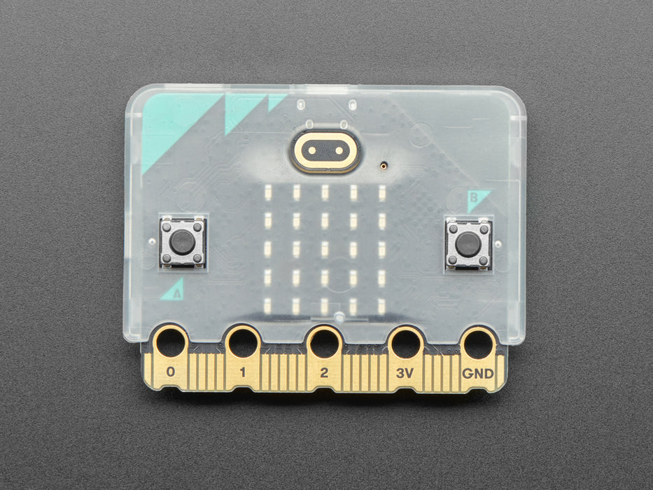 Top down view of a CLUE board installed in a Translucent Snap-on Case for micro:bit V2. - White