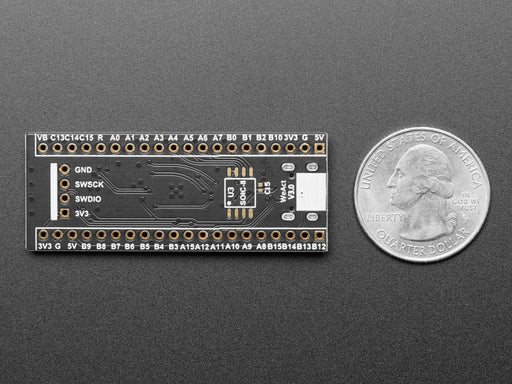 Angled shot of STM32F411 development board.