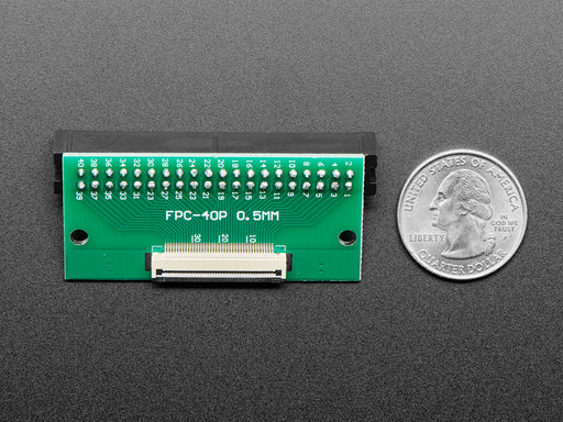 Angled shot of 40-pin FPC to 2x20 IDC Plug header adapter board.