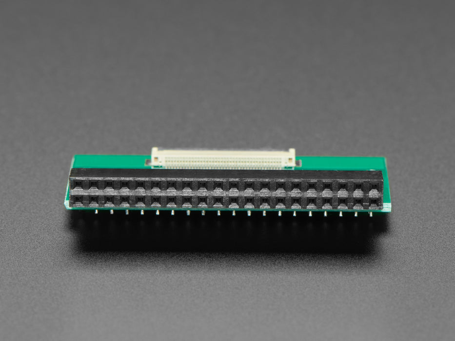 Angled shot of 40-pin FPC to 2x20 Right Angle Socket Header PCB.