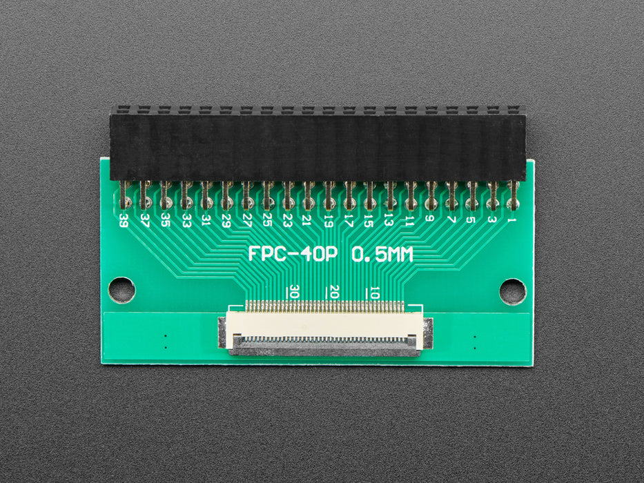 Angled shot of 40-pin FPC to 2x20 Right Angle Socket Header PCB.