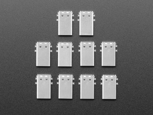 Photograph of 10 USB Type C SMT / THM Jack Connectors 