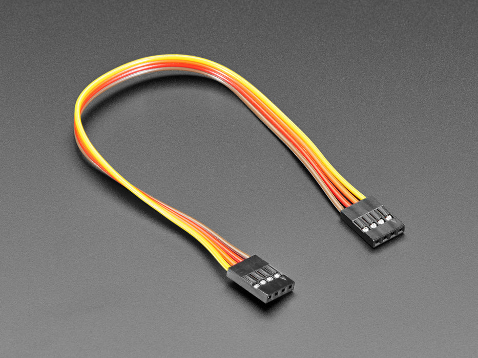 Angled shot of 20cm long 4-pin 2.54mm pitch cable.