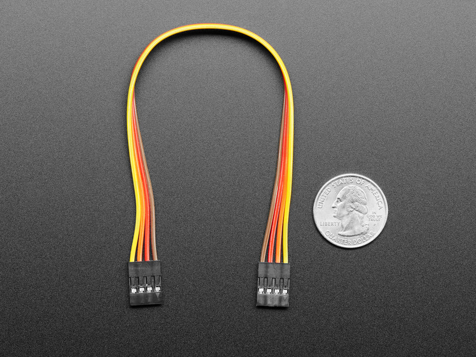 Angled shot of 20cm long 4-pin 2.54mm pitch cable.