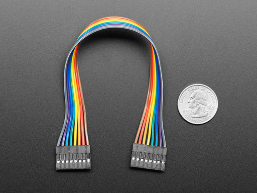 Angled shot of 20cm long 8-pin 2.54mm pitch cable.