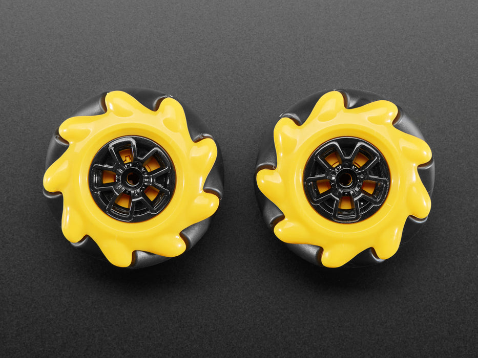 Top view of left and right mecanum wheels.