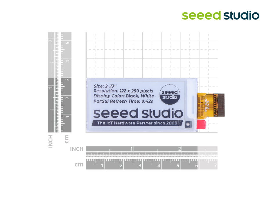 2.13" Monochrome eInk / ePaper Display with 122x250 Pixels, SPI interface, Support XIAO/Arduino/STM32