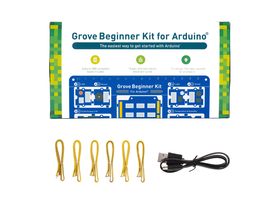 Grove Beginner Kit for Arduino -  All-in-one Arduino Compatible Board with 10 Sensors and 12 Projects with Free Course