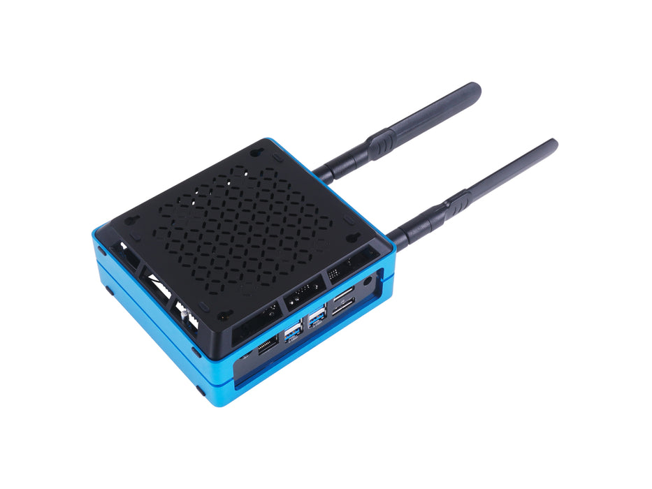 Jetson SUB Mini PC V2 - Blue with Jetson Xavier NX module, Aluminum case with cooling fan, 128GB SSD, WiFi, Antennas and pre-installed JetPack System