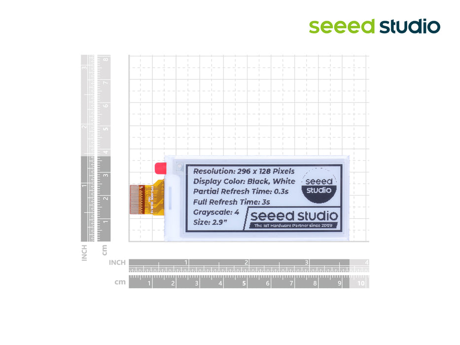 2.9" Monochrome eInk / ePaper Display with 296x128 Pixels, SPI interface, Support XIAO/Arduino/STM32
