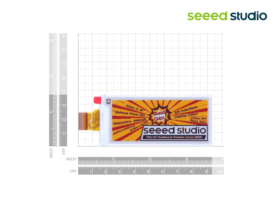 2.9" Quadruple Color eInk / ePaper Display with 128x296 Pixels, SPI interface, Support XIAO/Arduino/STM32