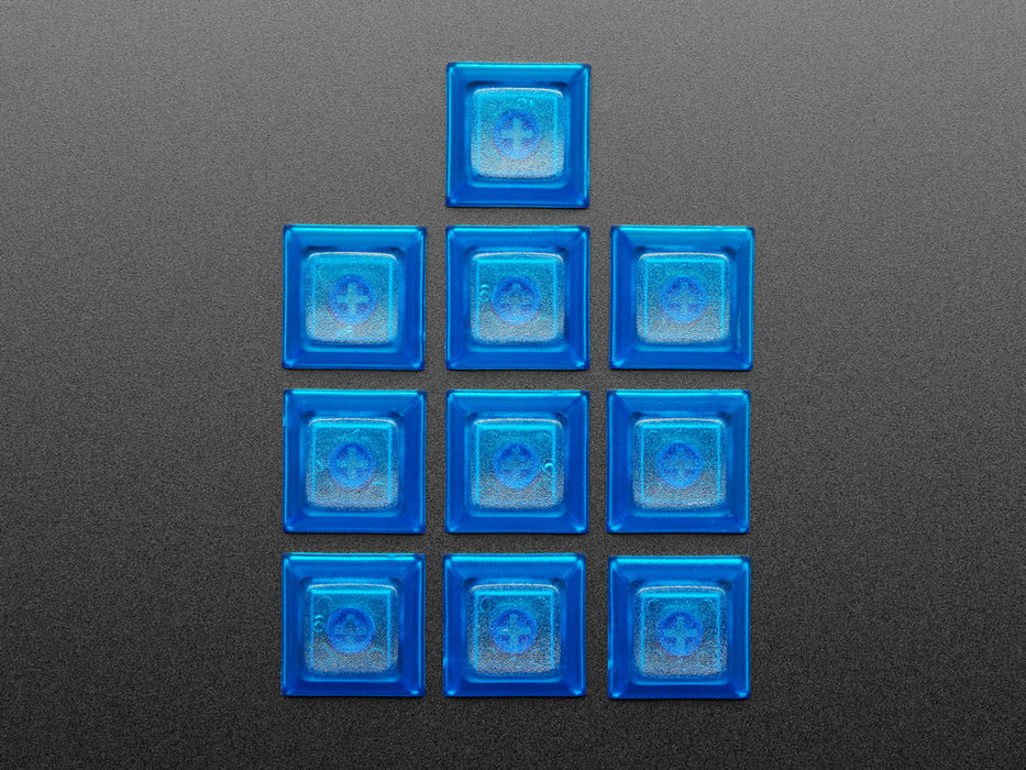 Group shot of 10 pack DSA color keycap BLUE TRANSPARENT KIT8