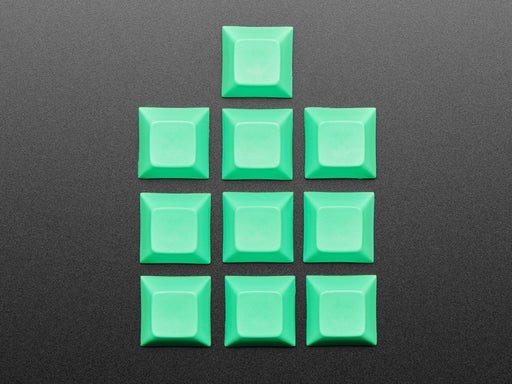 Group shot of 10 pack DSA color keycap FLUORESCENT GREEN KIT