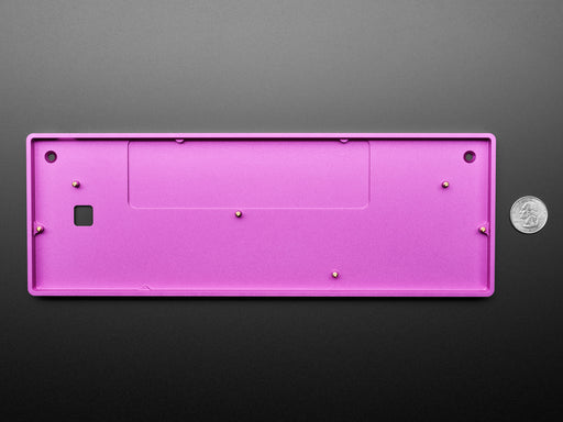 Angled shot of purple aluminum keyboard shell.