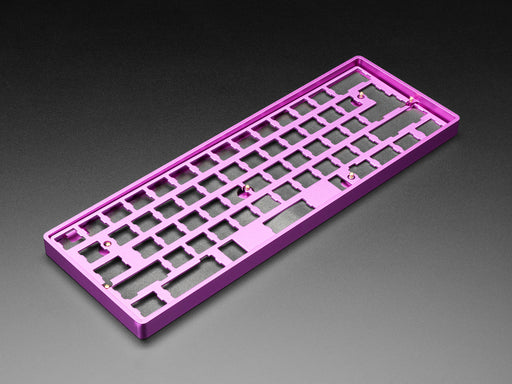 Angled shot of Anodized Purple Aluminum Metal Keyboard Plate.