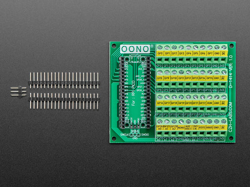 Angled shot of Screw Terminal Block Breakout Module Board for Raspberry Pi Pico.