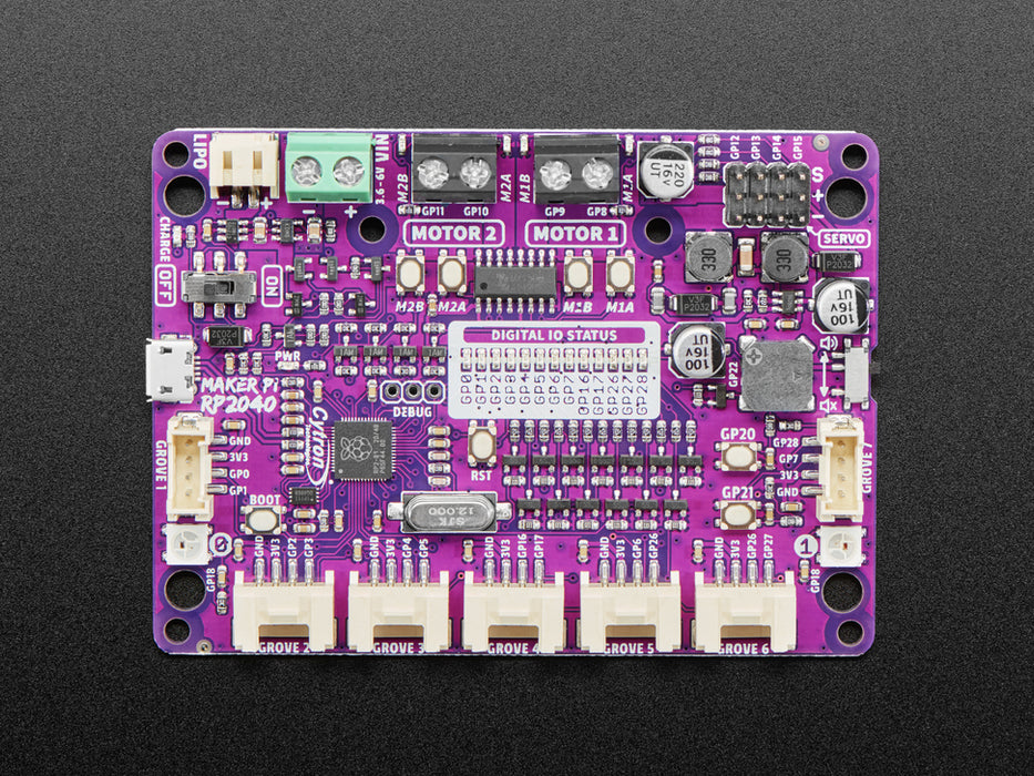 Angled shot of Maker Pi RP2040 board.