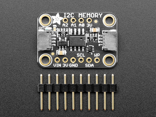 Angled shot of Adafruit I2C Memory Breakout Board.