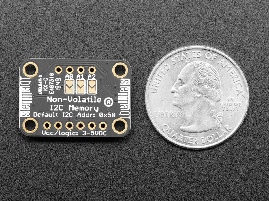 Angled shot of Adafruit I2C Memory Breakout Board.