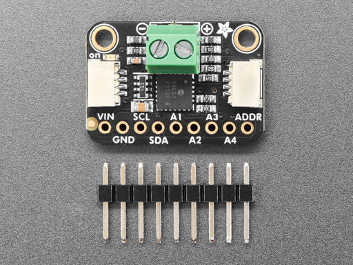 Top view video of an OLED FeatherWing plugged into a Feather M4 board which is connected to the MCP9001 breakout via STEMMA QT cable. A hot air nozzle hovers over the thermocouple, and the OLED displays the rising temperature sensor data.