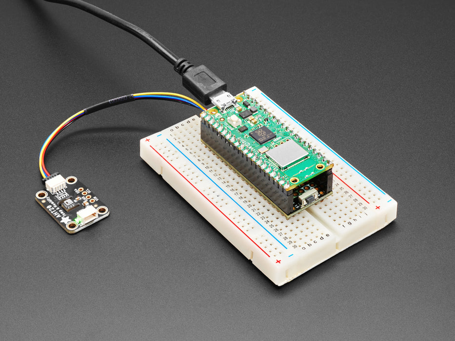 Angled shot of long, skinny prototyping breakout board.