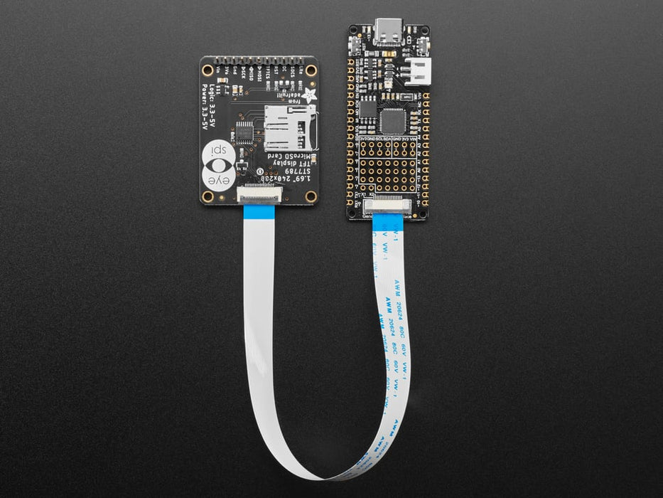 Video of 1.69" 280x240 Round Rectangle Color IPS TFT Display plugged into a breadboard and QT Py. The TFT displays a boot-up screen with "Hello, world!"