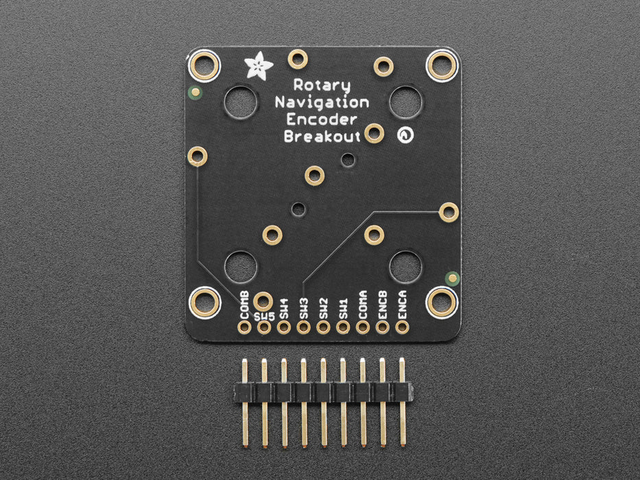 Video of Rotary Navigation Encoder Breakout soldered and assembled on a breadboard with a NeoPixel ring and Feather M4. A white hand touches the rotary knob, lighting up NeoPixel LEDs.