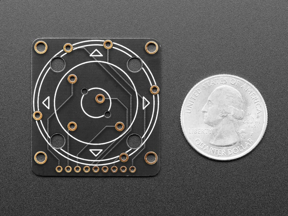 Video of Rotary Navigation Encoder Breakout soldered and assembled on a breadboard with a NeoPixel ring and Feather M4. A white hand touches the rotary knob, lighting up NeoPixel LEDs.