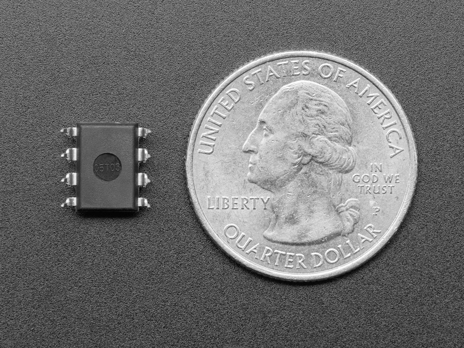 Angled shot of single TLC551 IC Timer.