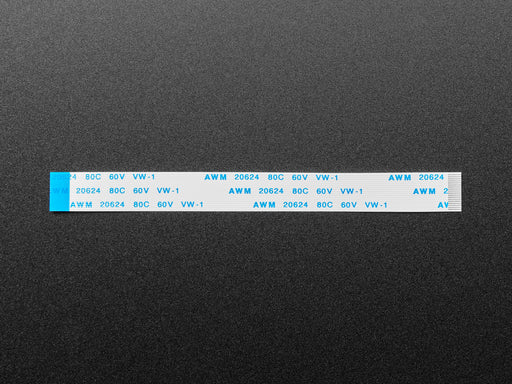 Angled shot of a EYESPI Cable - 18 Pin 100mm long Flex PCB (FPC) A-B type. 