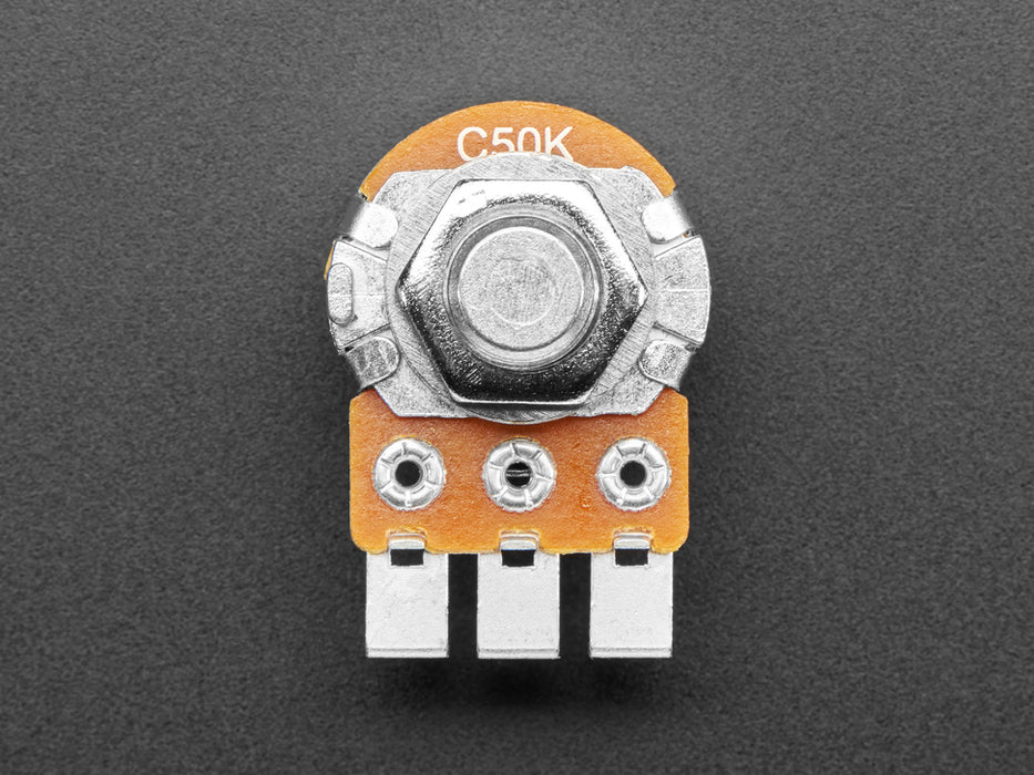 Angled shot of rotary potentiometer.