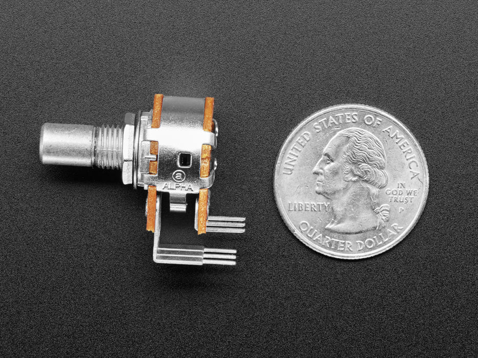 Angled shot of dual-gang rotary potentiometer