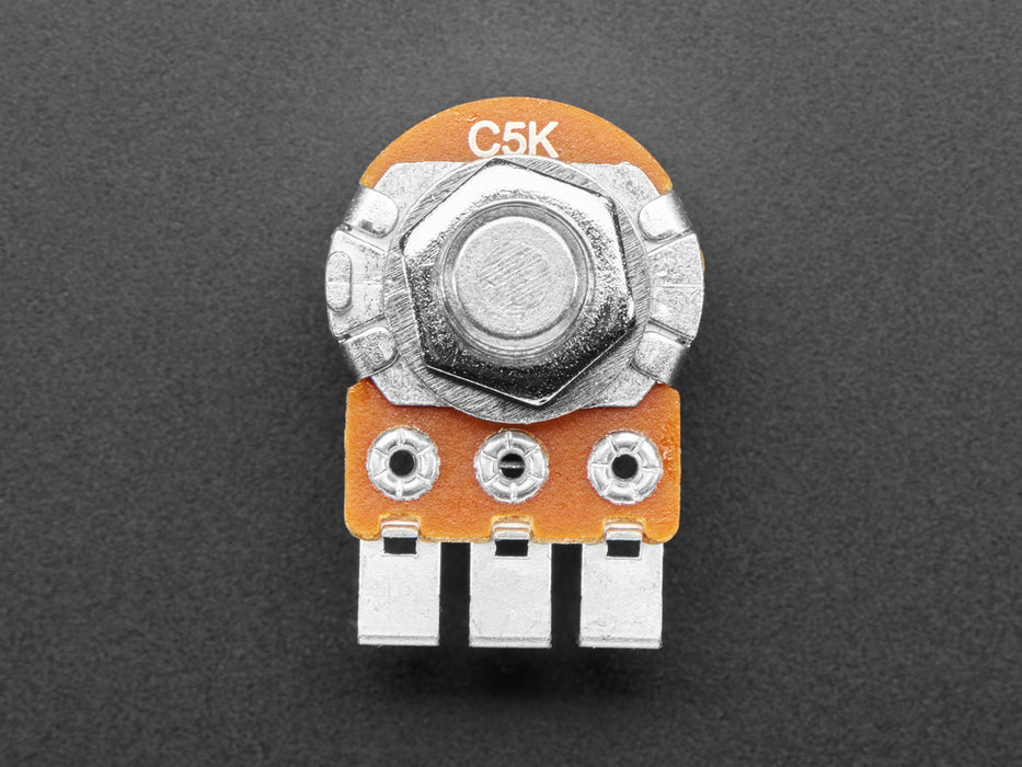 Angled shot of rotary potentiometer.