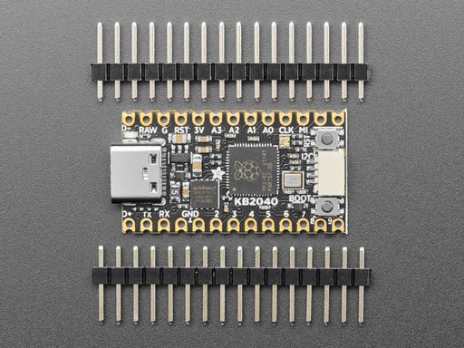 Angled shot of short black microcontroller.