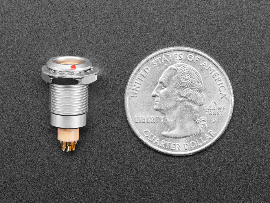 Angled shot of 5-pin aviation socket.