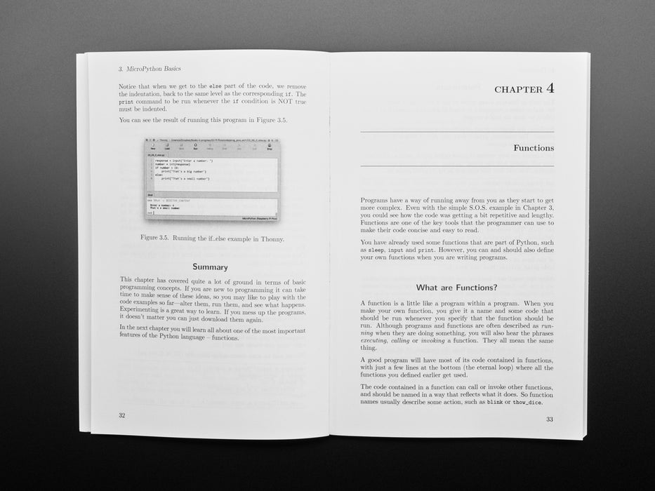 Front cover of technical book: "Programming the Pico. Learn Coding and Electronics with the Raspberry Pi Pico." Cover art is an angled photograph of a long green rectangular microcontroller assembled into a half-size breadboard.