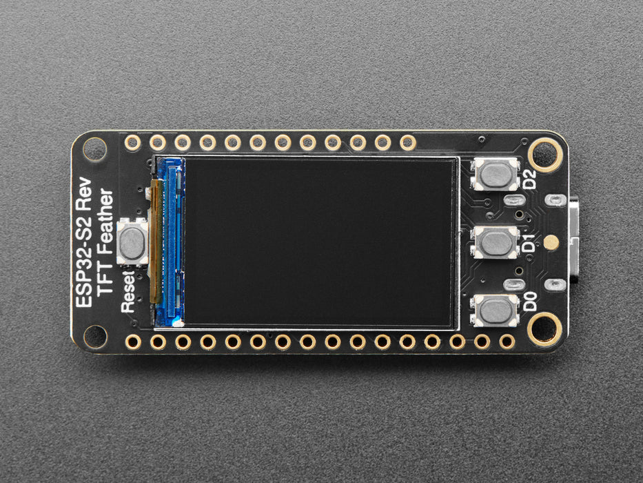 Video of a rectangular microcontroller with a TFT display. A pink manicured finger presses each of the tactile buttons, which are recognized on the TFT display.