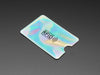 Fanned group shot of ten holographic RFID blocking card sleeves.