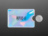 Fanned group shot of ten holographic RFID blocking card sleeves.