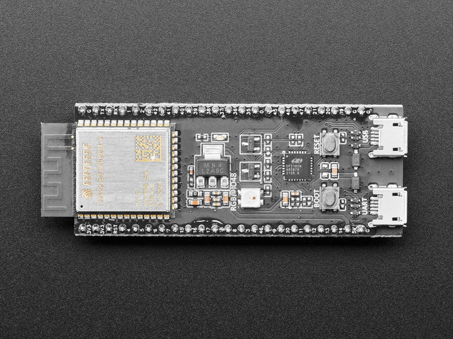 Angled shot of long rectangular microcontroller