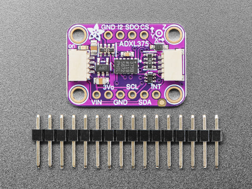 Angled shot of purple rectangular breakout board.